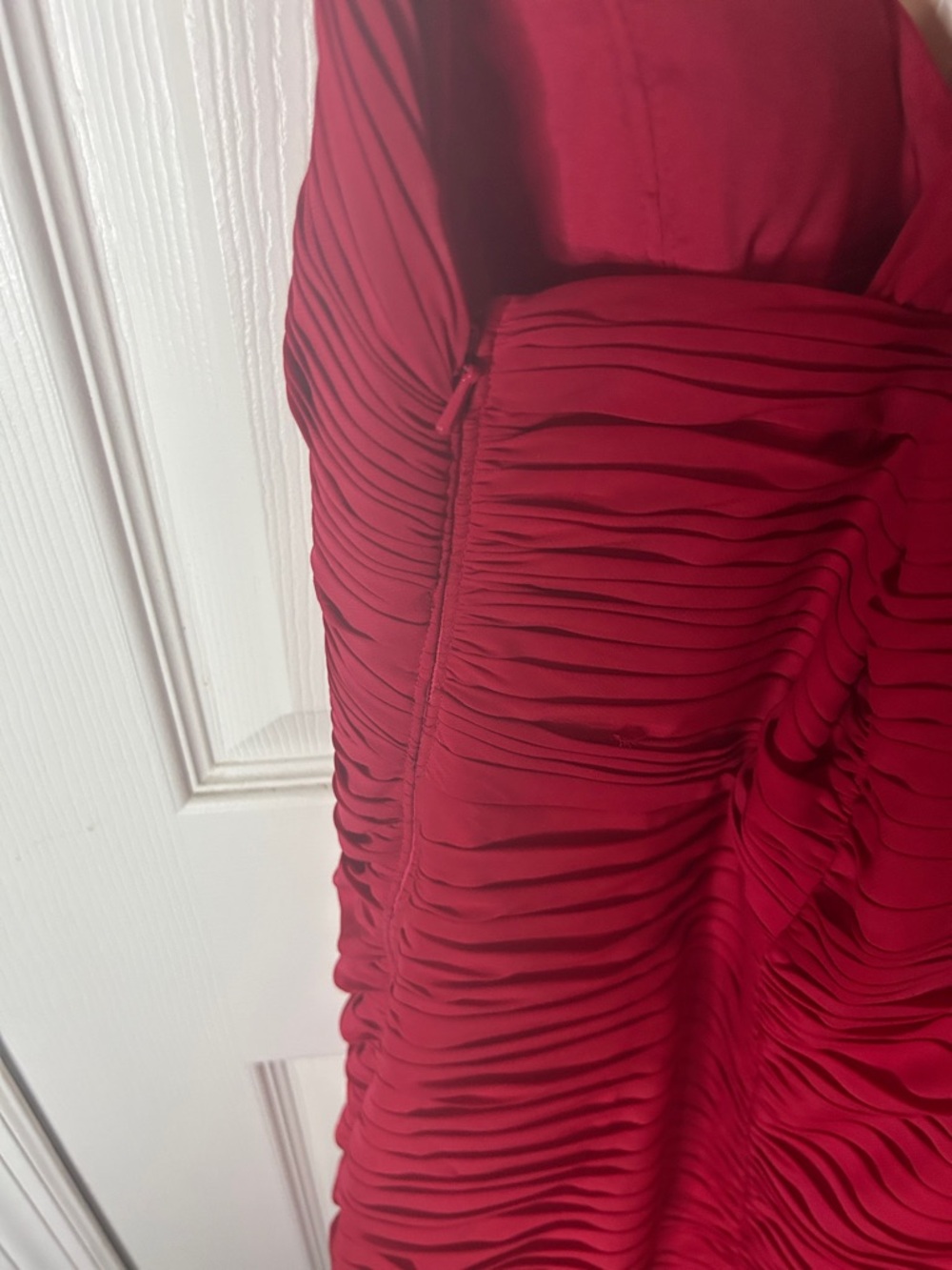 Cache Red Ruched V-Neck Mini Dress - Picture 3 of 5